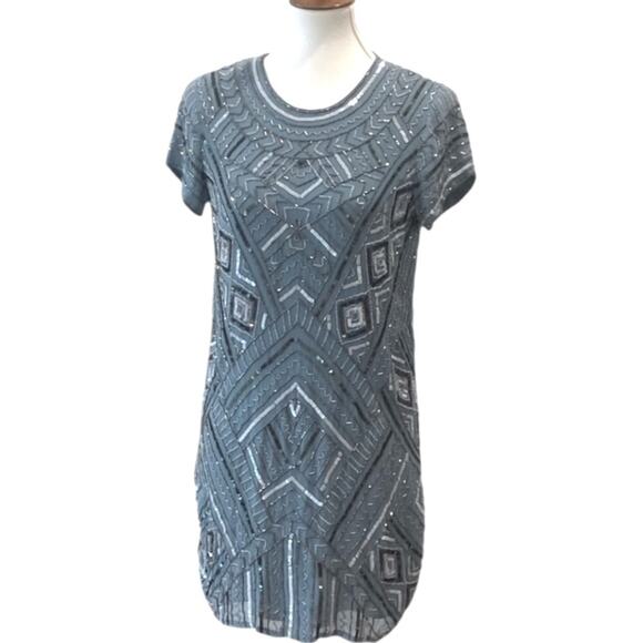 Parker Cocktail Dress Small Beaded Semi Formal Mini Holiday Party Gatsby $468 - Picture 3 of 14